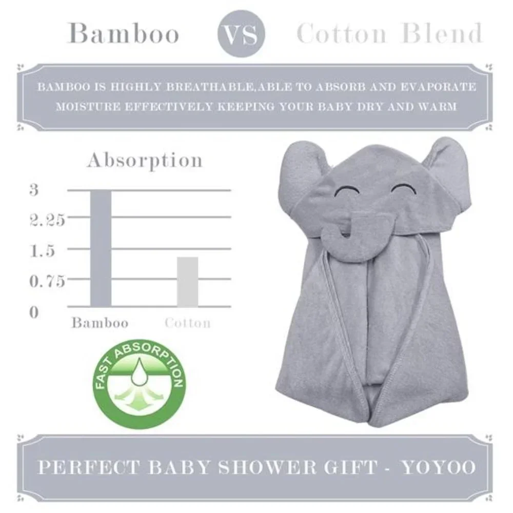 Premium Bamboo Baby Bath Towel – Soft Organic Hooded Towel for Toddlers